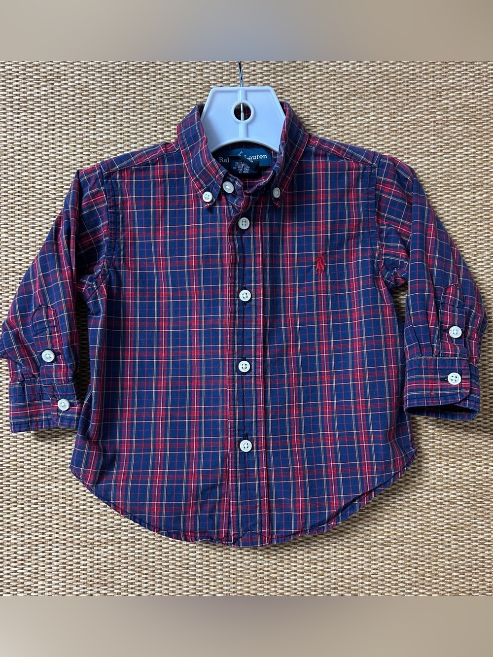 Ralph Lauren Shirt Baby Boy’s 12M Red Blue Plaid
